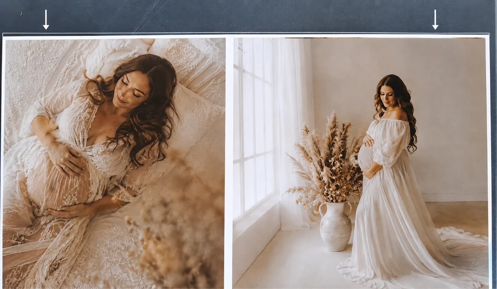 Printed layflat photo album with a small white corner and edge caused by missing bleed